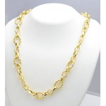 18kt Gold Hand-Made Large Twisted Wire Oval Link Chain 22"