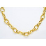 18kt Gold Hand-Made Large Twisted Wire Oval Link Chain 22"