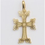 Armenian Solid 14kt Gold Cross 1 1/4" Tall 