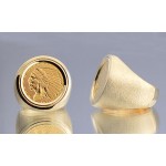 U.S. $2 1/2 Indian Head Gold Coin in Gents 14kt Gold Coin Ring