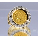 U.S. $2 1/2 Indian Head Gold Coin in Gents 14kt Gold Nugget Style ...